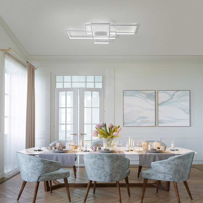 Plafonnier encastré 3 lumières DEL Arlyn, Blanc, H 3 po x l 35,4 po x P 19,7 po