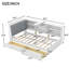 Lit plateforme simple en bois avec tête de lit avec rangement, tablettes et 2 tiroirs, blanc