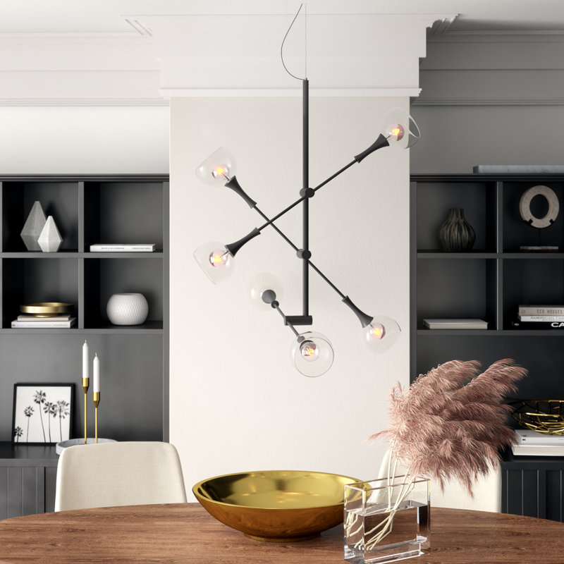 Rensselear 6 - Light Dimmable Sputnik Modern Linear Chandelier