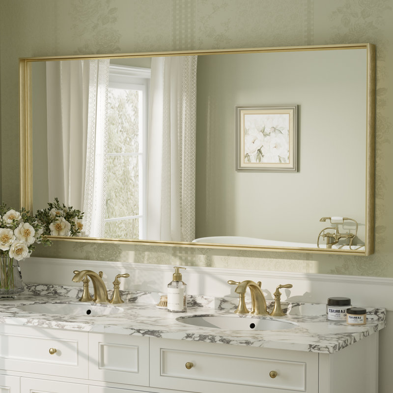 Miroir mural Aevar, 60 po x 30 po, Or brossé