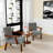 Set of 2 Fabric Upholstered Accent Armchairs with Round Wooden Dining Table-1502372859
