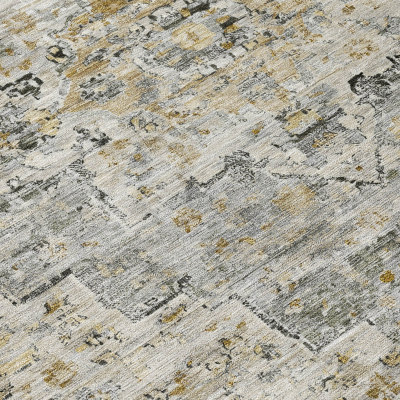 Machine Washable Indoor/Outdoor Xhevrie Taupe Rug, Rectangle 1'8" x 2'6"