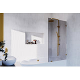 Ursa 34 in. x 58.25 in. Frameless Gray Tinted Single Fixed Bath Panel