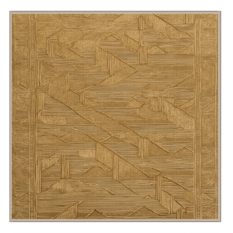 Tapis art déco brun lavable à la machine, Carré 6 pi