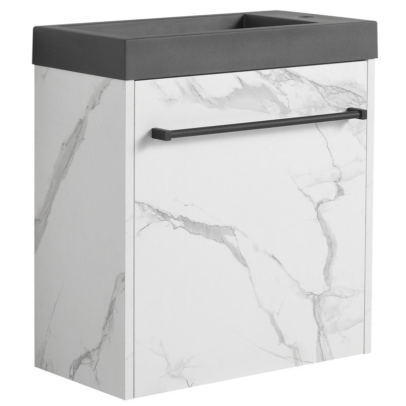 Bathroom Vanity With Resin Basin & Quiet Soft-Close Door 20'' Sink Cabinet - Space Efficient Modern