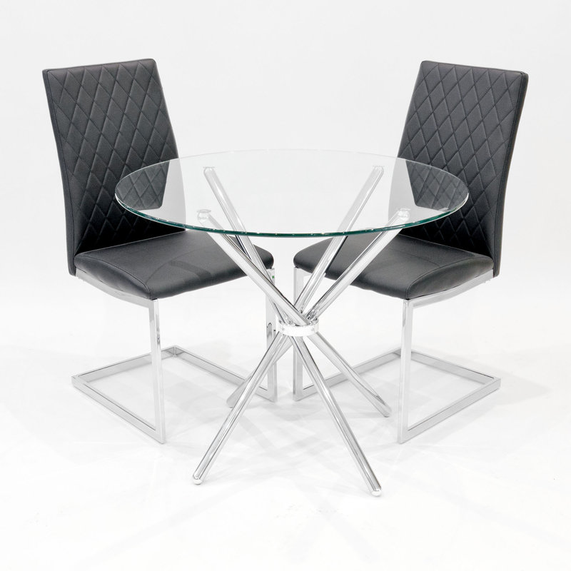 Brompton 4 - Person Dining Set, Black, Chrome