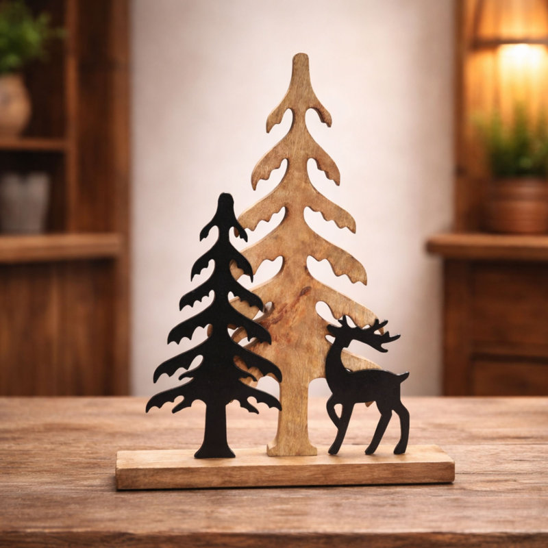 Silhouette de cerf et de pin Woodland