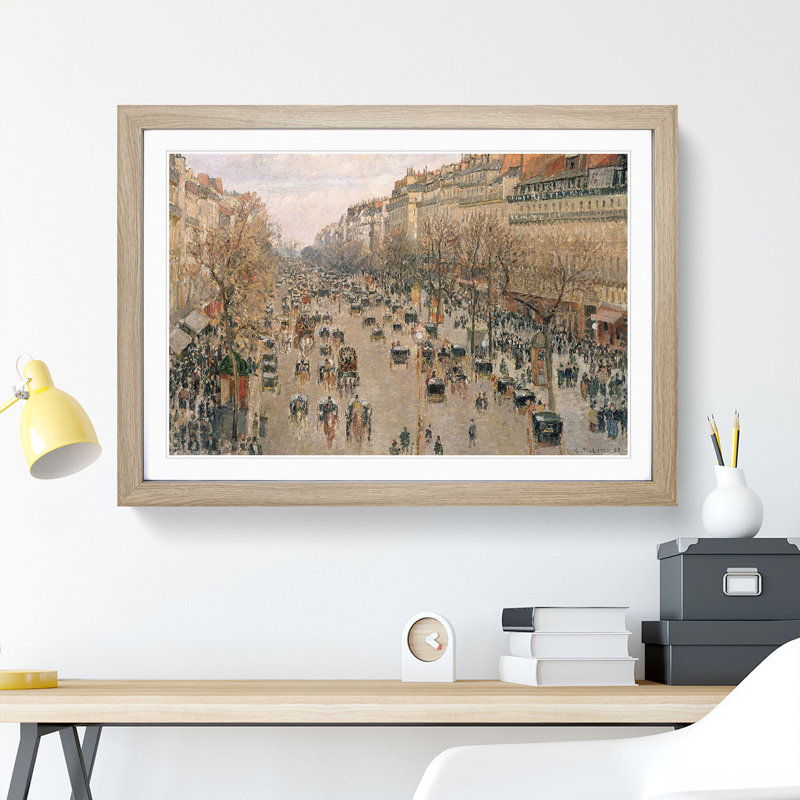 Boulevard Montmartre Vol.4 by Camille Pissarro - Framed Print, 27cm H x 36cm W x 2cm D, Oak