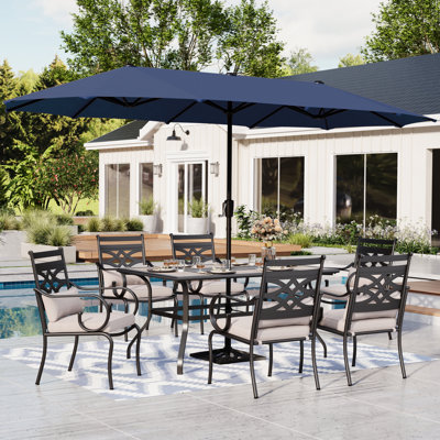 Leonard 6 - Person Patio Dining Set with Rectangular Table , Cushions Included