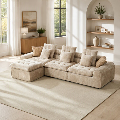 Canapé modulaire en laine d'agneau moelleux de 129,8 po Camel