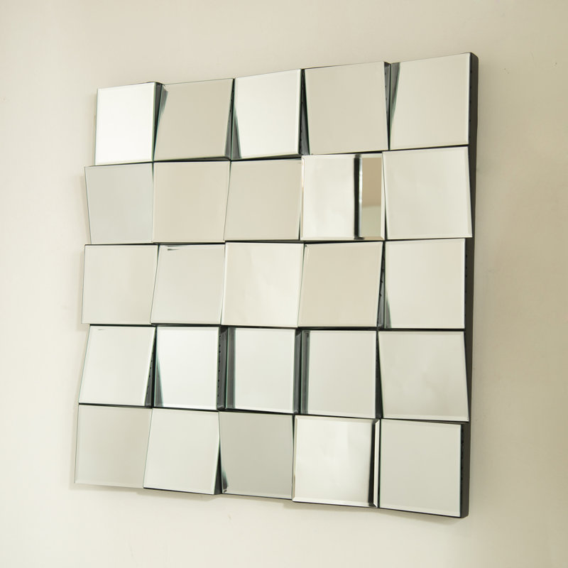 Plash Mirror, 3D Square Splicing Artistic PU Material Decorative Mirror