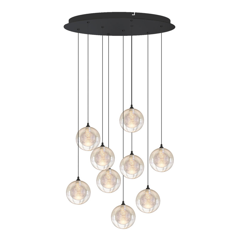 Luminaire suspendu sphère à 9 lumières DEL Riverdale, Matte Black