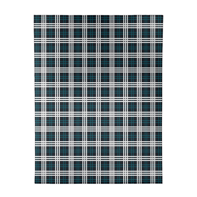 Plaid Black Area Rug, Rectangle 8' x 10'