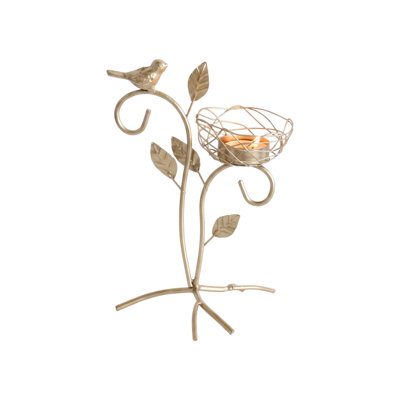 Porte-bougie oiseau en métal doré, support pour chandelle chauffe-plat simple avec motif de vigne et feuilles décoratives, décoration de table