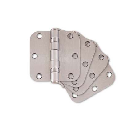 Charnière de porte à coins arrondis nickel satiné de 3,5 po x l 3,5 po x 5/8 po