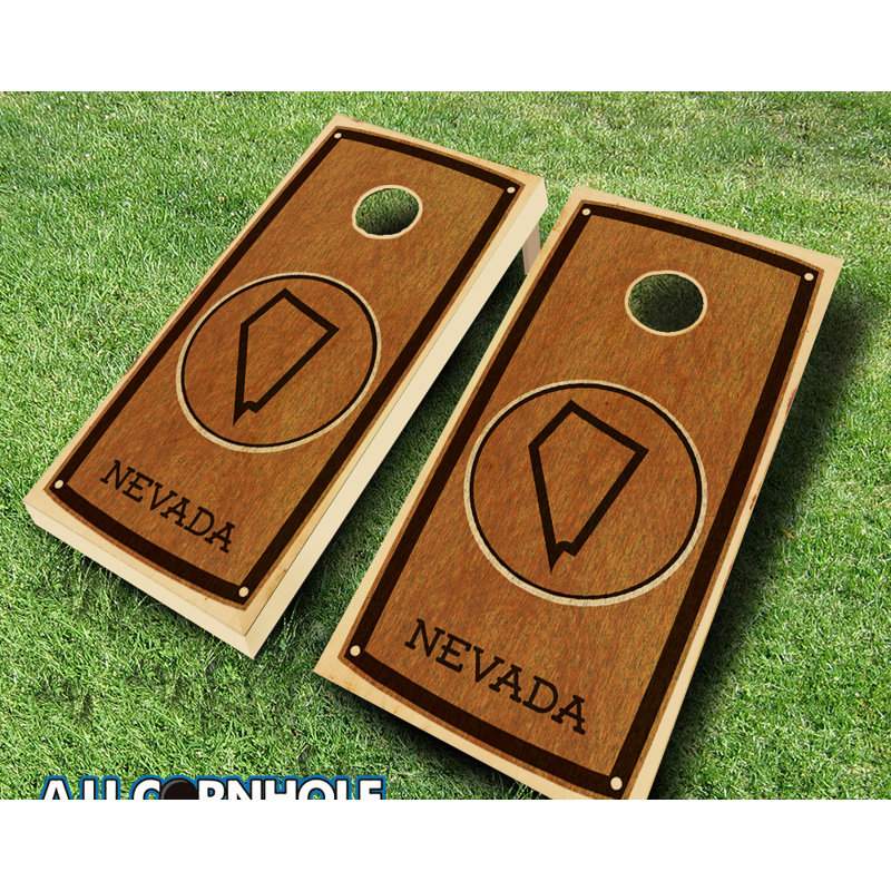 Ensemble de cornhole en bois massif teinté 2 pi x 4 pi avec sacs Nevada, Rouge / Noir