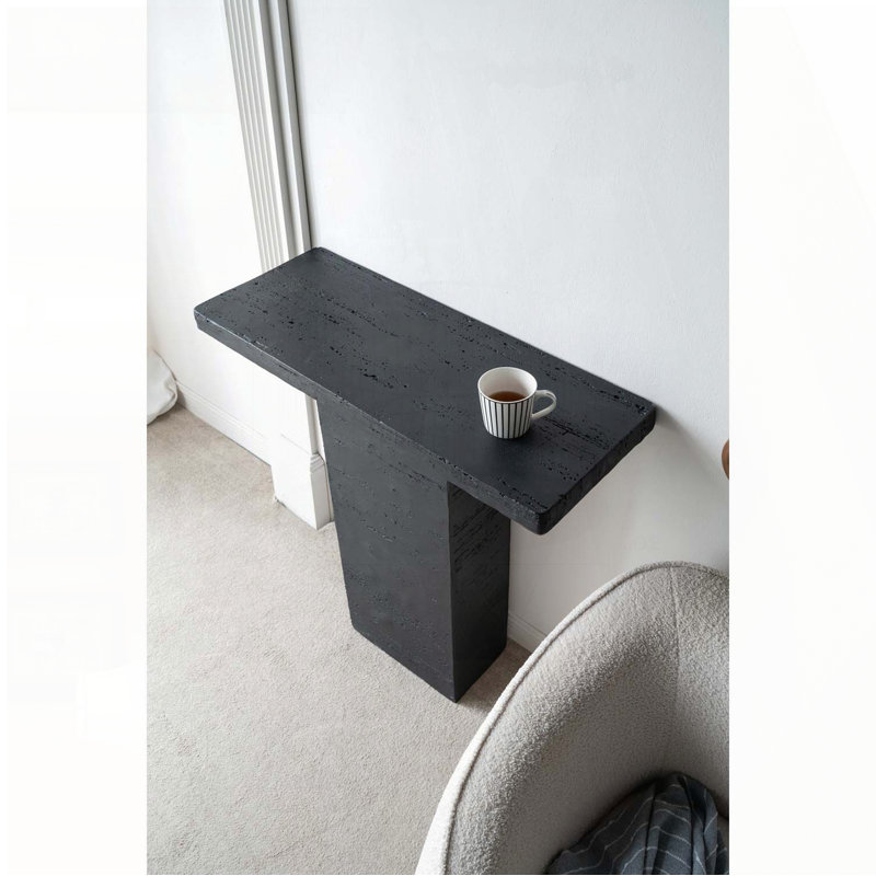 Square Coffee Table with Pedestal Base – Black