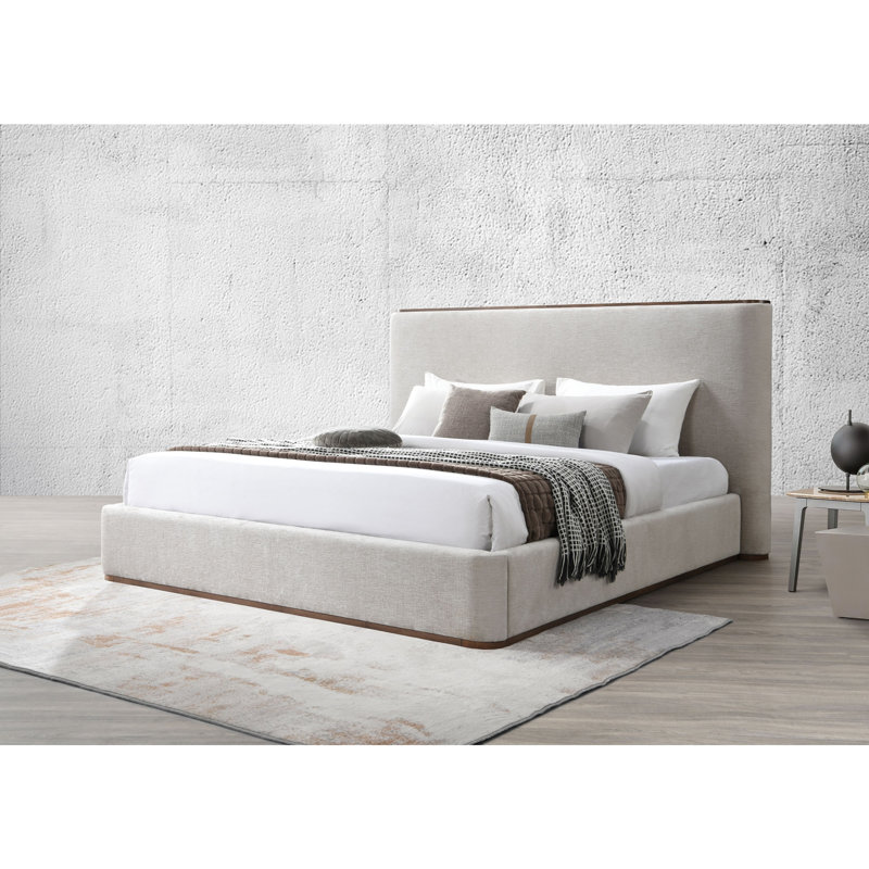 Gray Fabric Queen Bed