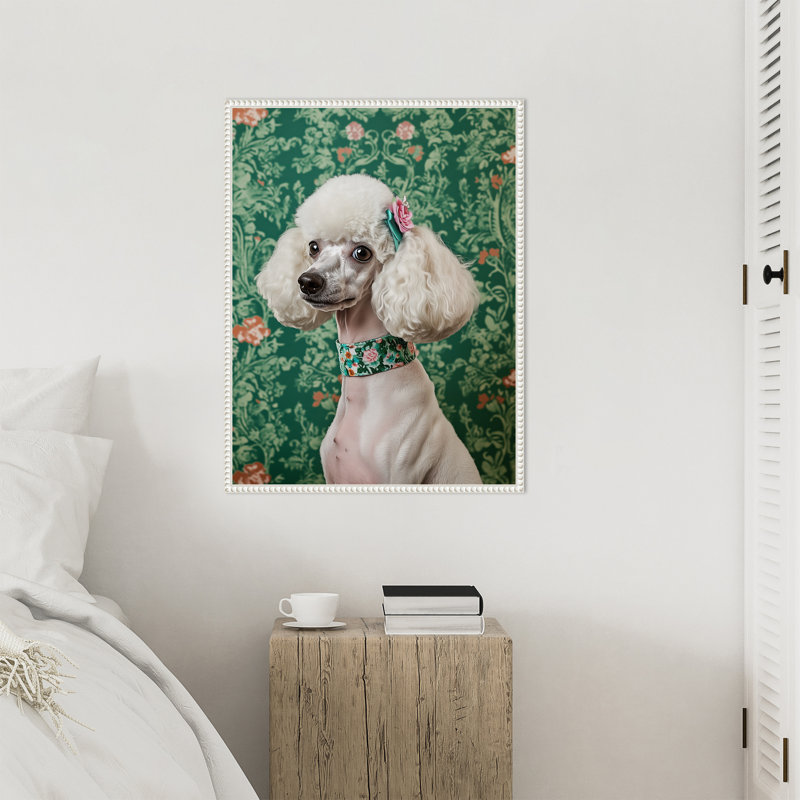 «The Floral Adorned Poodle» par Keyshanna, reproduction d'art sur toile encadrée, H 30 po x l 23 po
