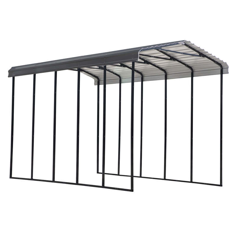 Charcoal Galvanized Steel Peak Roof Carport Kit, 14' x 24'
