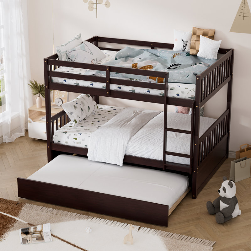 Citori Full Over Full Wood Bunk Bed With Trundle, Espresso