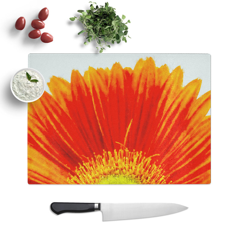 Tempered Glass a Gerbera Painting Chopping Board, 20 cm x 28.5 cm