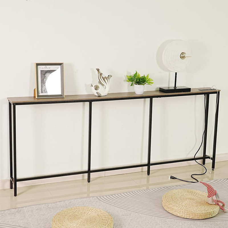 Narrow Console Table With Fast Charging Station, USB-C Ports, And AC Outlets, Behind Sofa Table For Living Room And Entryway