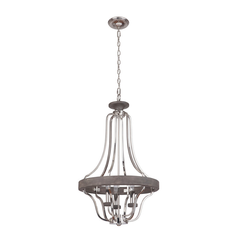 Arkaitz 3 - Light Empire Chandelier, Polished Nickel/Greywood