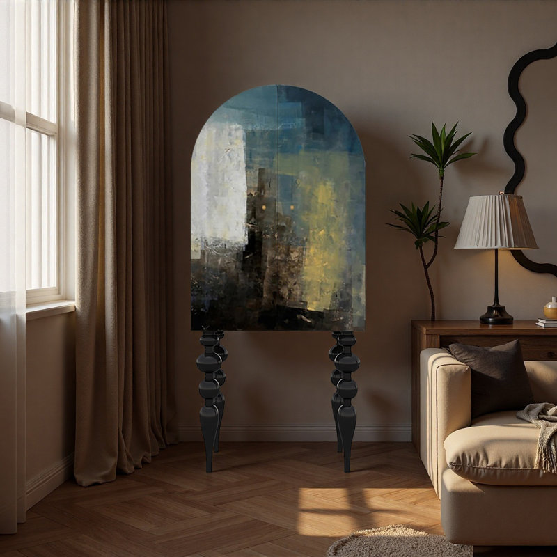 Armoire de rangement en bois massif de style américain, Noir
