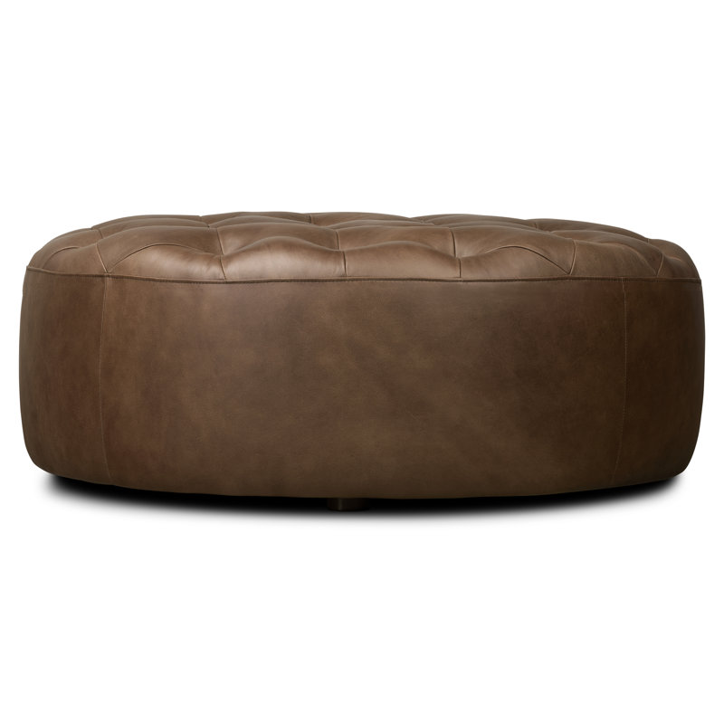 Ascot Full-Grain Genuine Italian Leather Ottoman, Cocoa Brown