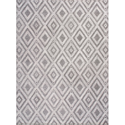 Modern Hand Tufted Geometric Area Rug in Silver / Ivory