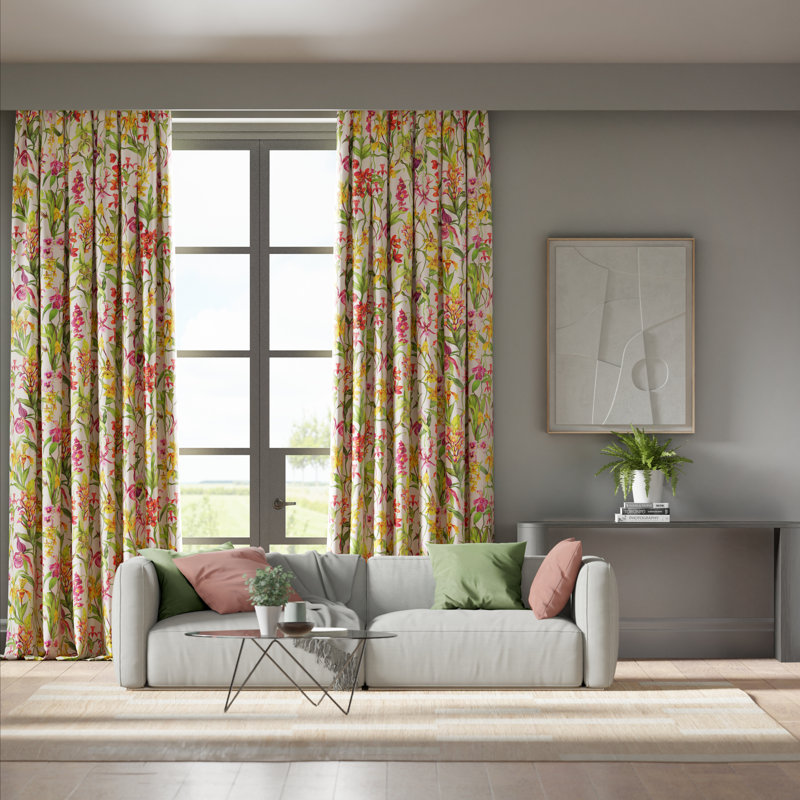 Kalina Fabric, Parchment/Forest/Azalea