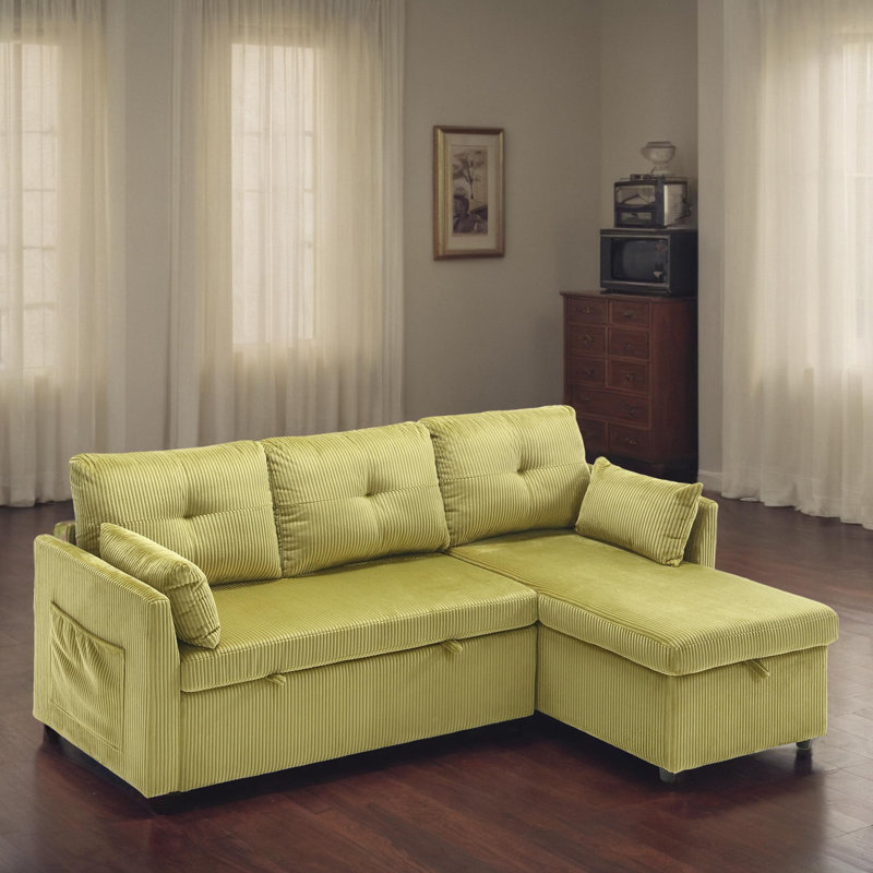 Canapé-lit modulaire rembourré 2 pièces 2 pièces, Velours vert olive