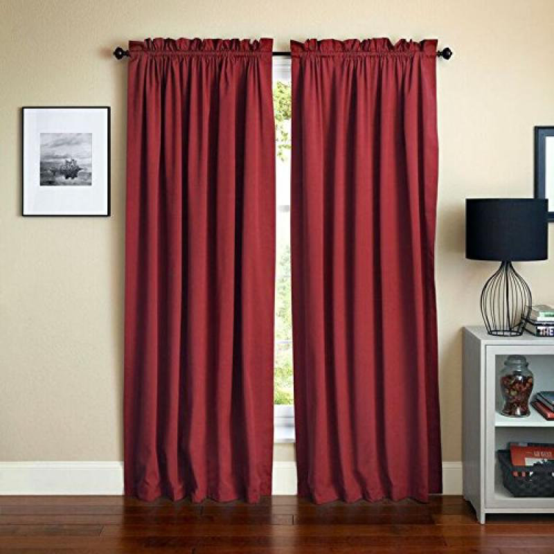 Currahee Cotton Blend Room Darkening Curtain Pair, Ruby Red, 52" W x 84" L