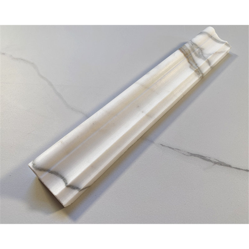 Calacatta 12" x 2" Marble Mosaic Tile, LIght Gray