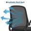 Chaise de bureau ergonomique en filet, chaise de bureau pivotante avec accoudoirs pivotants rabattables