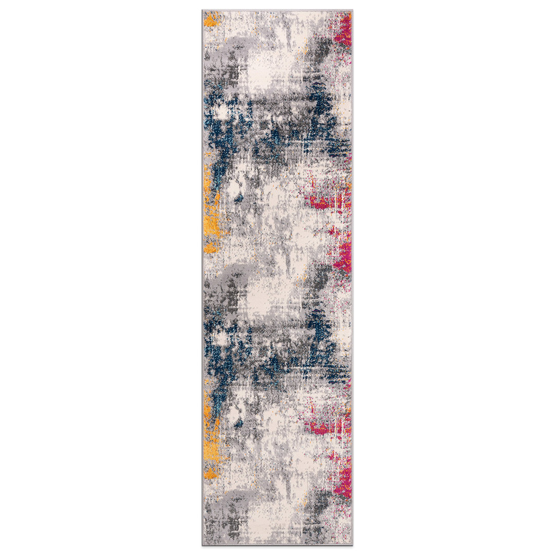 Raglen Abstract Performance Blue/Gray/Yellow Multi Rug 17 Stories Rug 