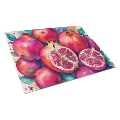 Colorful Pomegranates Glass Cutting Board Large