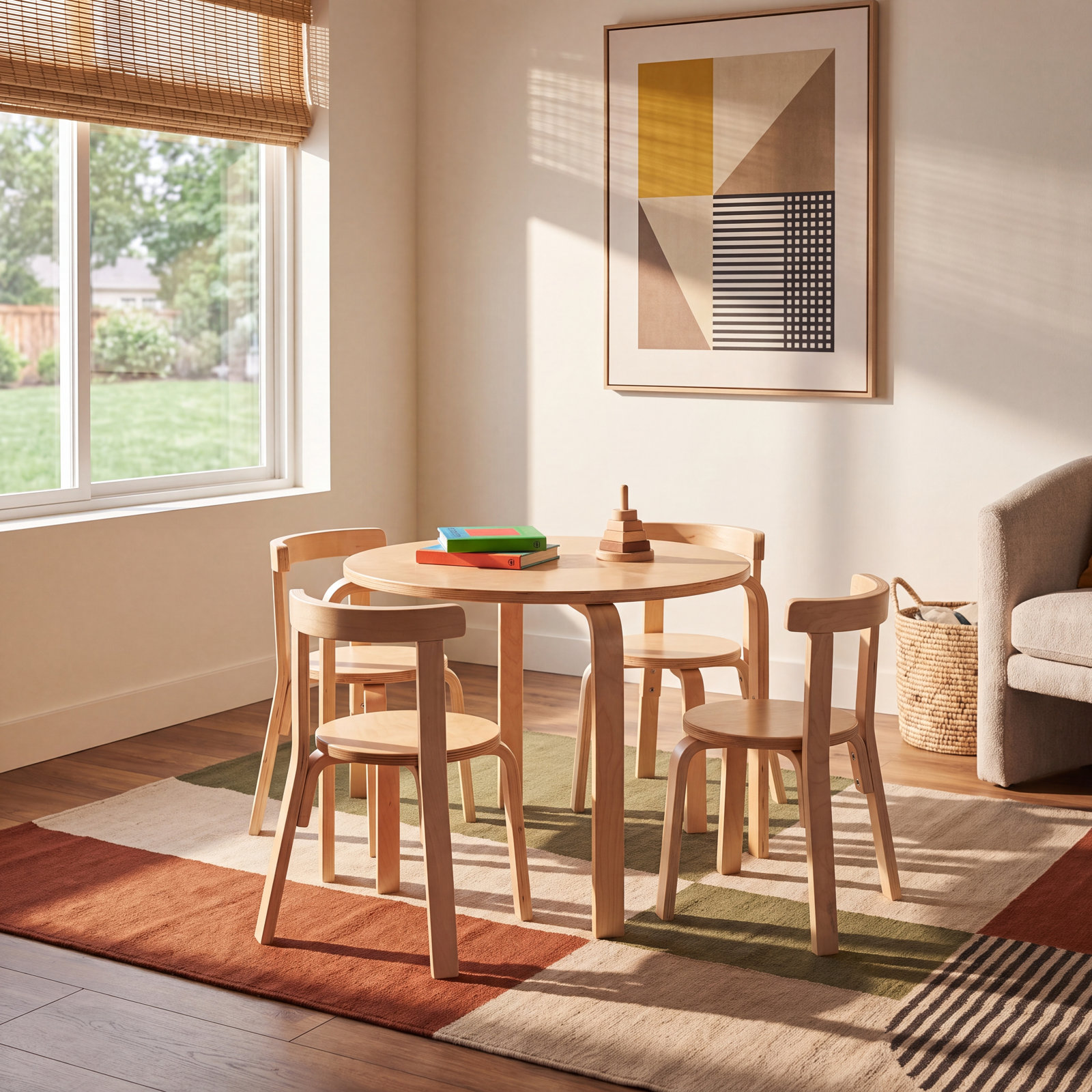 Bentwood Kids Table and Chair Set, Natural