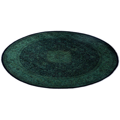Tapis vert contemporain en laine noué à la main Curtin 8 pi 3 po x 8 pi 4 po