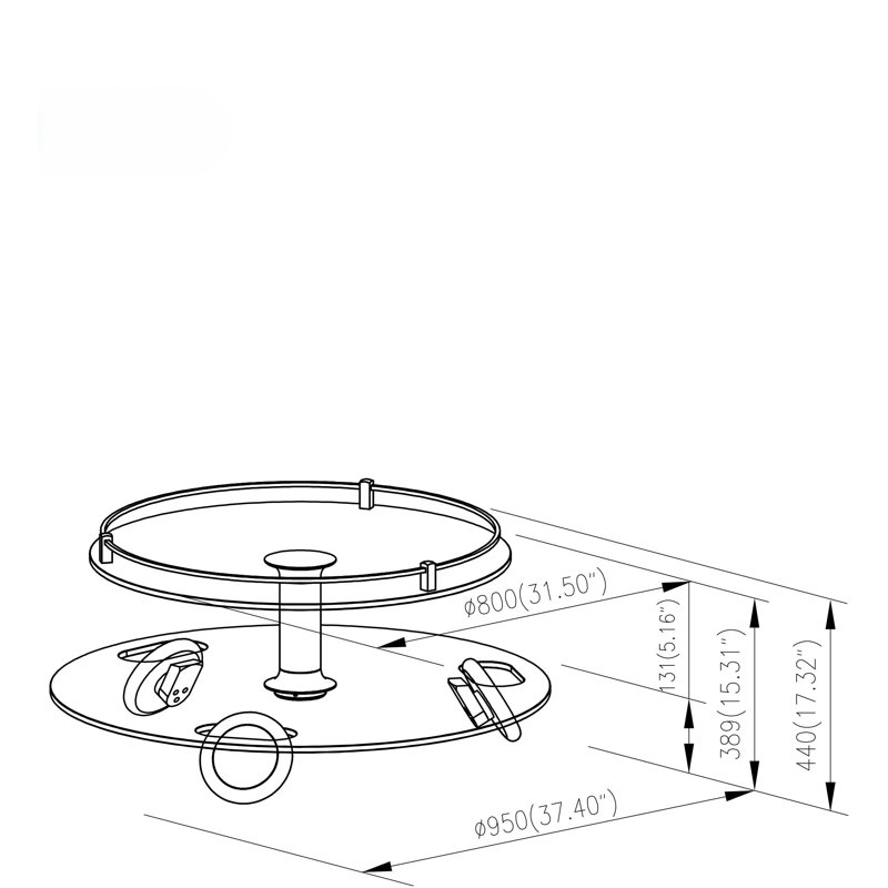 Round Glass Two-Tier Coffee Table with Casters