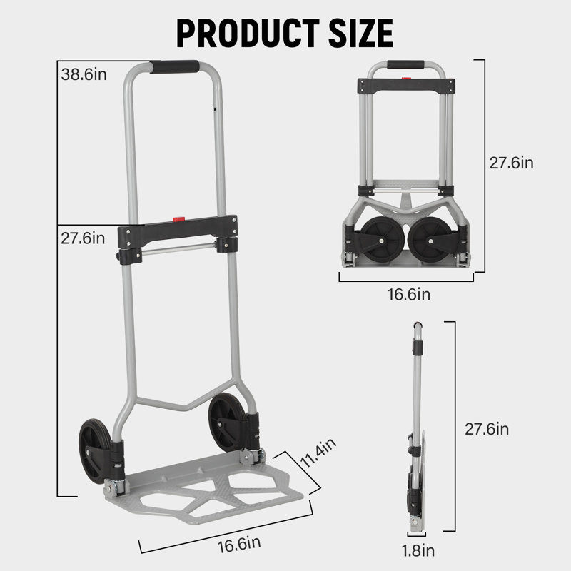 27.6'' H x 16.6'' W Utility Cart with Wheels