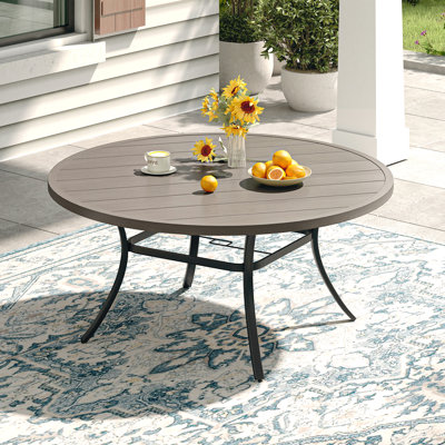 Round Metal Outdoor Dining Table With Umbrella Hole