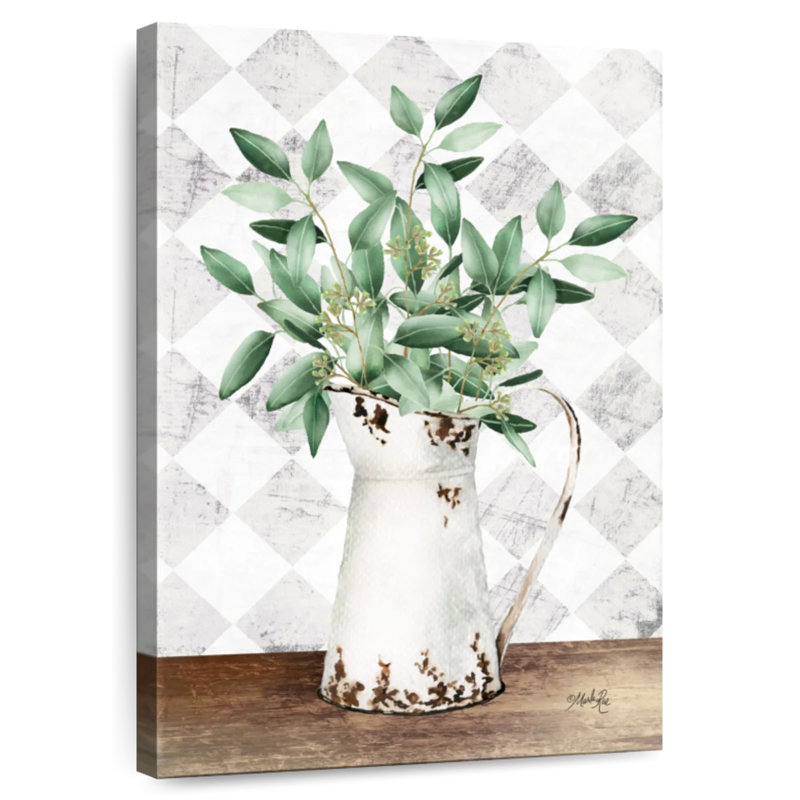 Harnek Eucalyptus White Tin Pitcher, 48" H x 32" W