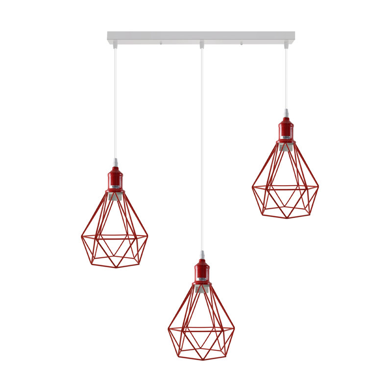 Allaynah 3 - Light Silver Kitchen Island Pendant, Red