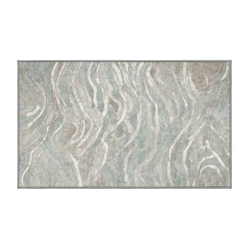Tapis gris lavable à la machine, Rectangulaire 3 pi x 5 pi