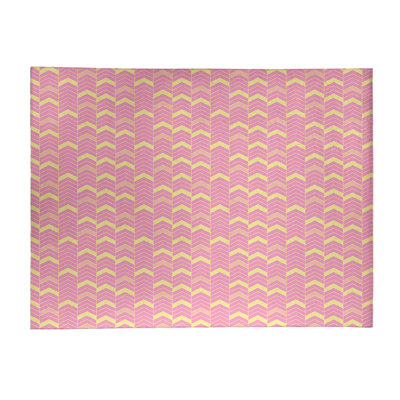 Tapis rose/jaune à chevrons lineed
