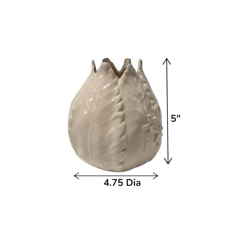 White Ceramic Leaf Vase