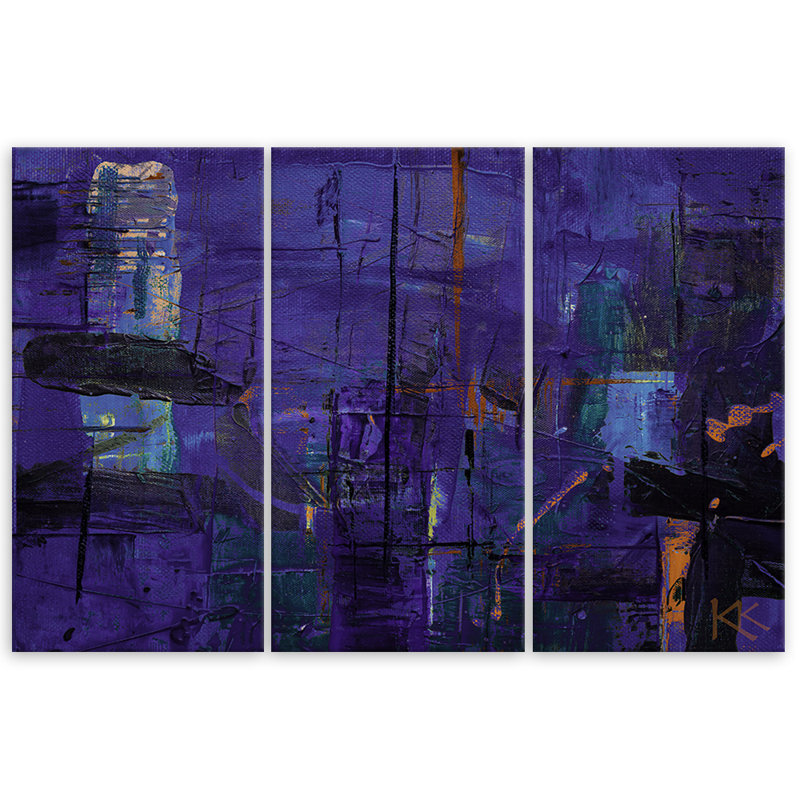 Hand In Purple - 3 Piece Wrapped Canvas Print Set, 100cm H x 150cm W