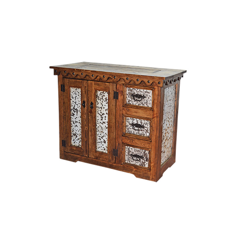 Rustic Wood Console with Metal Accents